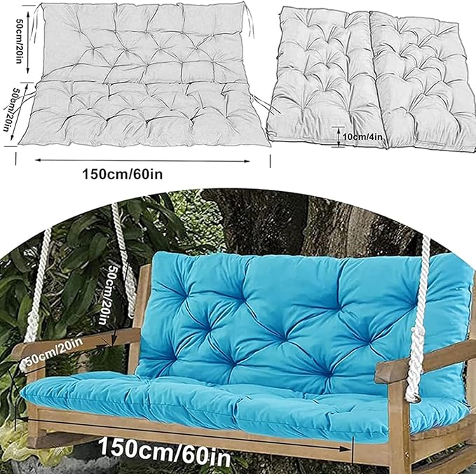 Swing Cushion Replacement Outdoor Porch Waterproof Bench Cushion 2-3 Seater Washable Bench Replacement Cushions for Outdoor Patio Porch Swing Cushions