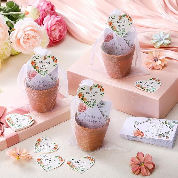 Ctosree 24 Sets Appreciation Gifts Thank You for All You Do Seed Packets Flowerpot Thanks Tags Organza Bags for Coworker Staff Employee Nurse Appreciation Gifts
