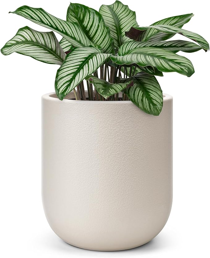 homenote Flower Pots 13 Inch,Large Plant Pots Indoor with Drainage,Plastic Pots for Plants,Garden Pots for Outdoor,Large Planters for Indoor Plants,Big Plastic Planter,White