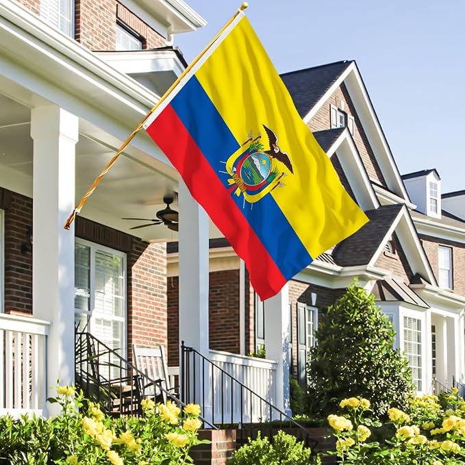 Ahfulife Ecuador Flag 3x5 Ft, 1 Pc Large Ecuadorian National Flags for Outdoor Indoor, Double Sided with Brass Eyelets for World Cup, Party, Garden, Bar, Street Decor