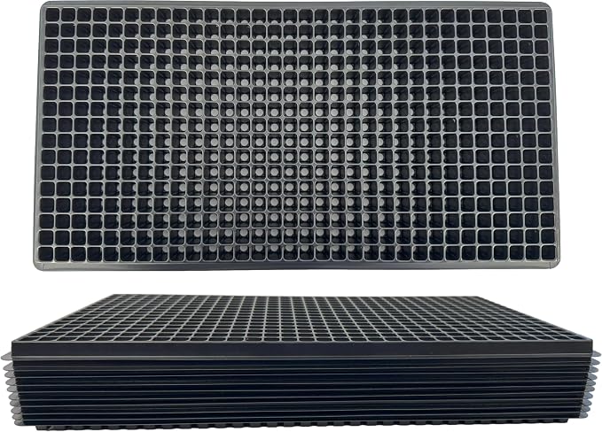 512 Cell Seedling Plastic Nursery Trays, 10 Pack, Thick Durable Germination Plug Trays, 5120 Cells Reusable Plant Propagation