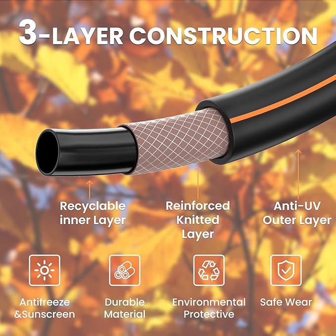 Giraffe Tools Garden Hose 50ft x 5/8", Water Hose Heavy Duty, Flexible, Lightweight Hybrid Hose with Swivel Handle, Male to Female Fittings, Burst 600 PSI (Pack of 2)