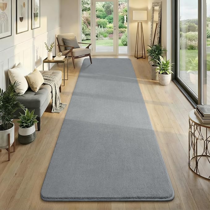 Amearea Modern Soft Hallway Runner Rug, 3x8 Feet Long Runners for Hallways | Washable Runner Rugs, Non Slip Memory Foam Rug Grey Runner Rugs Carpet for Entrance Kitchen Kids Room Decor