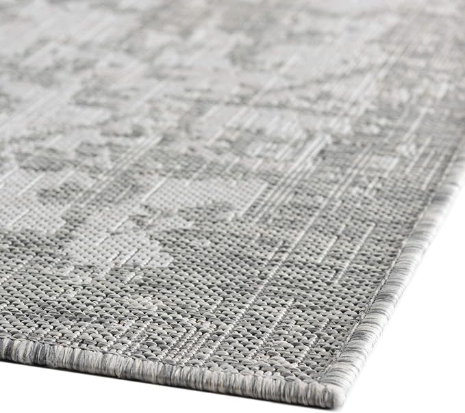 Unique Loom Outdoor Collection Area Rug - Dubai (5' 3' x 8' Rectangle, Gray/ Ivory)