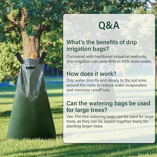 Tree Watering Bags 5 Pack, 20 Gallon Slow Release Gator Bags for Trees, Durable PVC Tree Drip Irrigation Bags with Heavy Duty Zipper, Deep Root Targeting