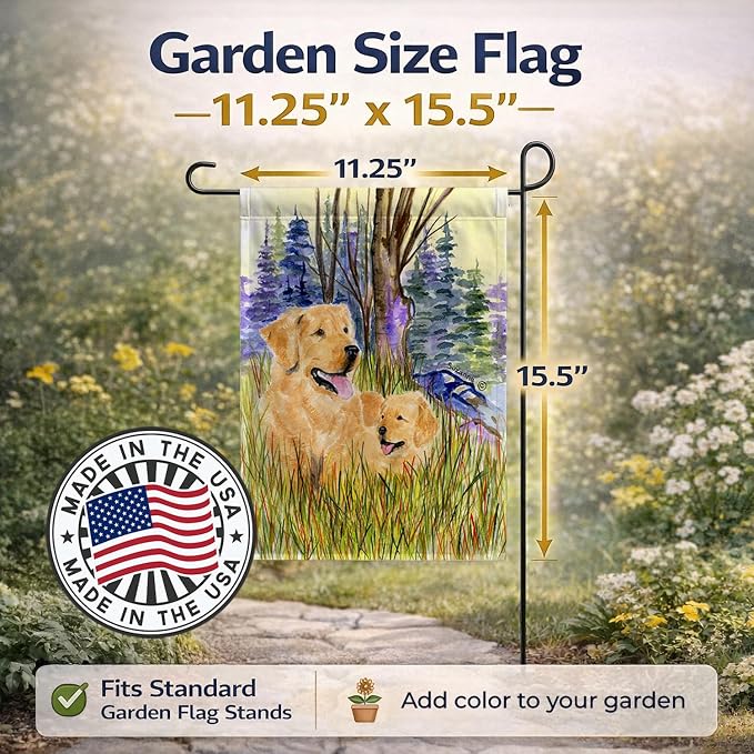 Caroline's Treasures SS8014GF Golden Retriever Garden Flag Mailbox Flag Decorative Yard Flag Banner Outside Patio Artwork Yard Flower Beds, Garden Size, Multicolor