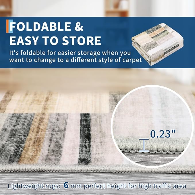 GarveeHome Geometric Area Rug 5x7 Washable Non Slip Bedroom Rug Modern Rugs for Living Room Soft Non Shedding Stain Resistant Low Pile Carpet for Dining Room Office Classroom