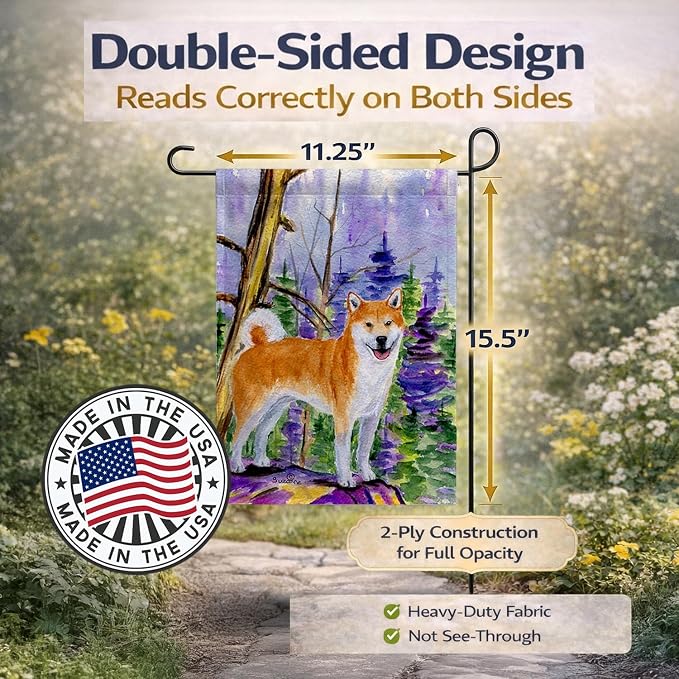 Caroline's Treasures SS8629GF Shiba Inu Garden Flag Mailbox Flag Decorative Yard Flag Banner Outside Patio Artwork Yard Flower Beds, Garden Size, Multicolor
