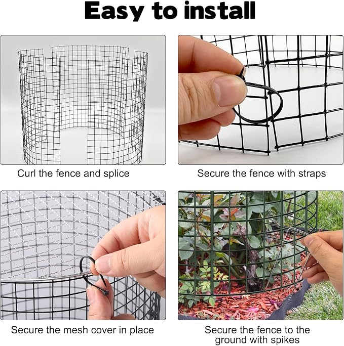 45 Pcs 24” x 12” Large Wire Plant Protector from Animals with Metal Cover, 15 Pack Metal Plant Cage Chicken Wire Cloche with 15Pcs Metal Covers to Keep Animals Out, Garden Protection Bunny Barricade