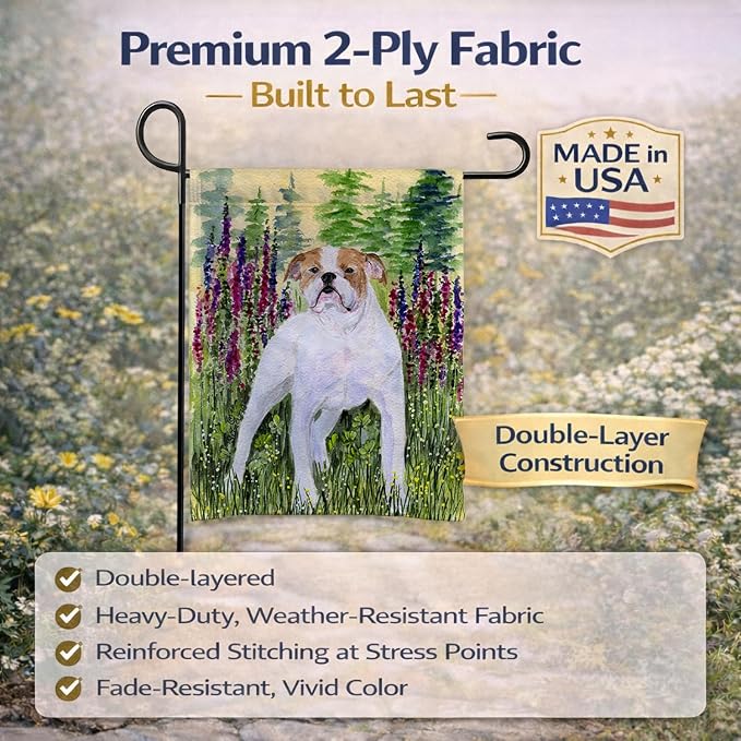Caroline's Treasures SS8156GF English Bulldog Garden Flag Mailbox Flag Decorative Yard Flag Banner Outside Patio Artwork Yard Flower Beds, Garden Size, Multicolor