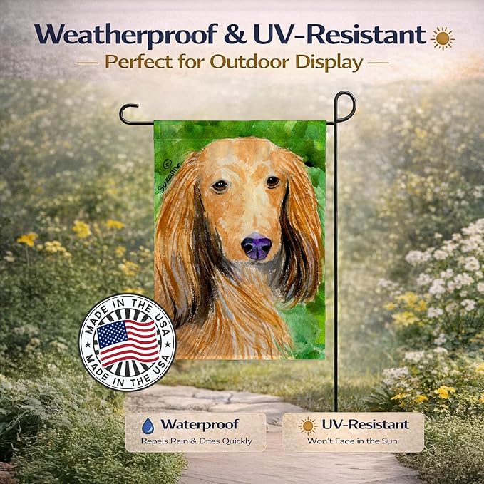 Caroline's Treasures SS8790GF Dachshund Garden Flag Mailbox Flag Decorative Yard Flag Banner Outside Patio Artwork Yard Flower Beds, Garden Size, Multicolor