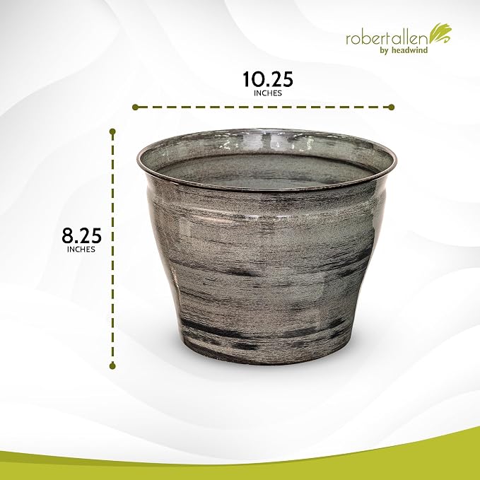 Headwind Glazed Ironstone Vanhorne Collection – 10" Luna Brown Decorative Plant Pot – Lightweight & Triple Coated w/Drainage Flower Pots for Indoor Plants & Outdoor Planter Use by Robert Allen