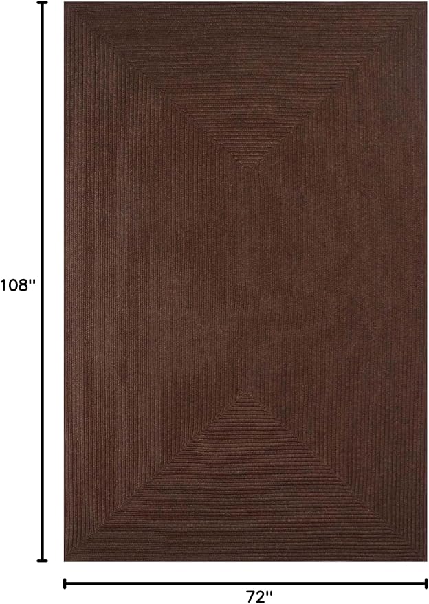 Superior Indoor/ Outdoor Area Rug, Reversible Braided Home Floor Decor for Living Room, Kitchen, Entryway, Patio, Front Porch, Deck, Modern, Boho, Farmhouse Style, 6' x 9', Cocoa