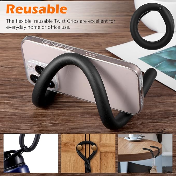 20 Pcs 17 Inch EVA Foam Twist Rubber Ties Reusable Bendable Cable Tie Straps Flexible Heavy Duty Twisty Ties for Organizing Cords Bundling (Black)