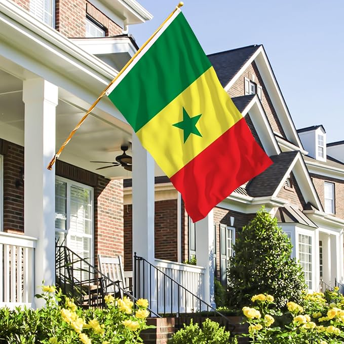 AhfuLife Flag 3x5 Ft, Large Flags for Outside - Double Side with Brass Eyelets for World Cup Olympic Party Decorations Bar Garden Street Decoration Indoor Outdoor (2, Senegal)