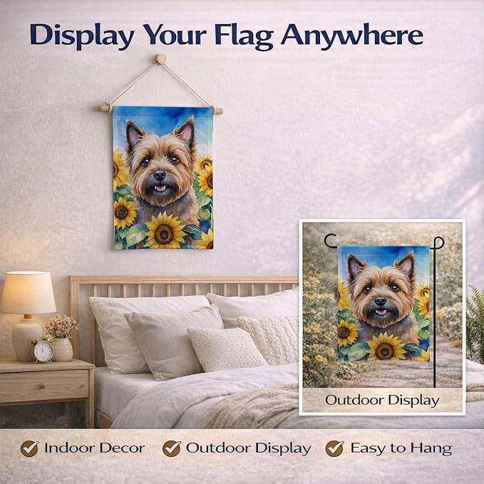 Caroline's Treasures DAC6044GF Cairn Terrier in Sunflowers Garden Flag Mailbox Flag Decorative Yard Flag Banner Outside Patio Artwork Yard Flower Beds, Garden Size, Multicolor