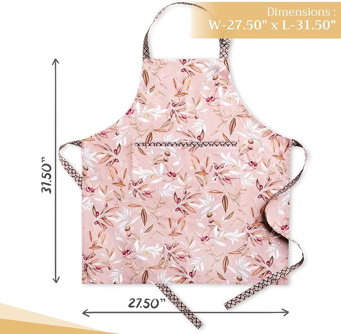 Maison d' Hermine Aprons for women with Pocket 100% Cotton (27.50"x31.50") | Adjustable Neck Strap & long ties Apron Men Chef Wedding Cooking Gardening Server Maid