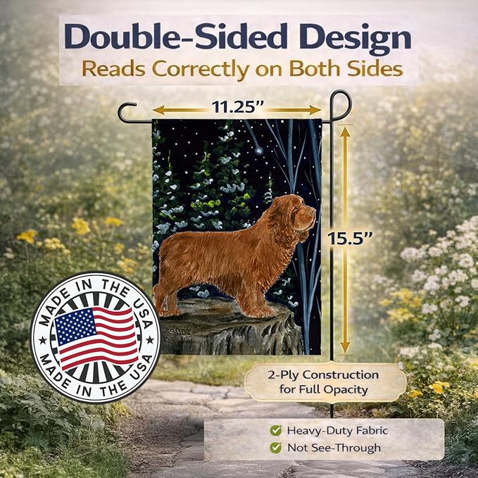 Caroline's Treasures SS8174GF Sussex Spaniel Garden Flag Mailbox Flag Decorative Yard Flag Banner Outside Patio Artwork Yard Flower Beds, Garden Size, Multicolor