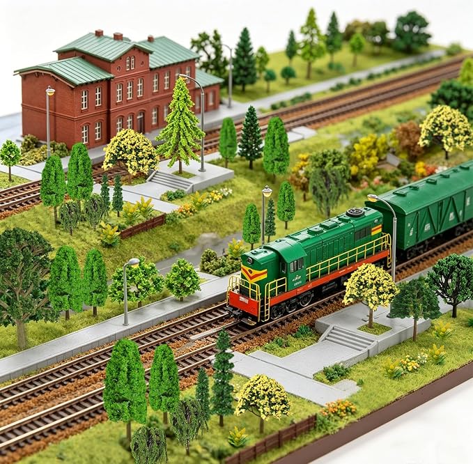 Model Scenery, 31pcs, Fairy Garden Accessories, Diorama Supplies Kit, Miniature Trees with Moss for Building Model, Natural Green Landscape, Projects, DIY Craft