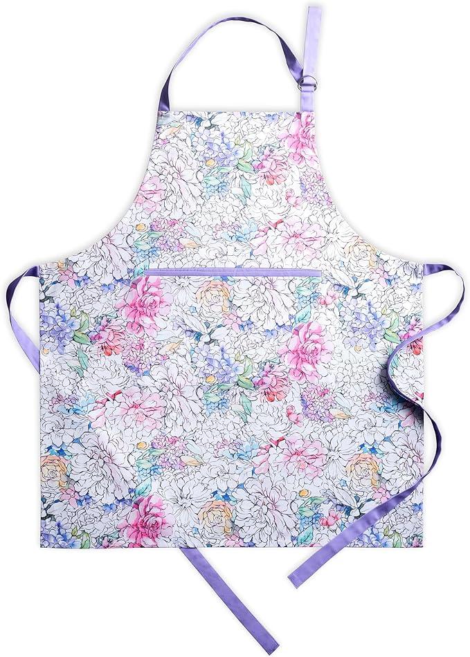 Maison d' Hermine Aprons for women with Pocket 100% Cotton (27.50"x31.50") | Adjustable Neck Strap & long ties Apron Men Chef Wedding Cooking Gardening Server Maid