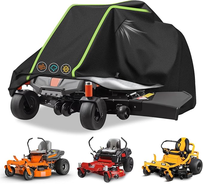Zero Turn Mower Cover-Heavy-Duty 420D Waterproof Lawn Covers, with Cotton Lined Oxford Fabric & Air Vents, Universal Fit for Toro TimeCutter, John Deere, Cub Cadet, Husqvarna