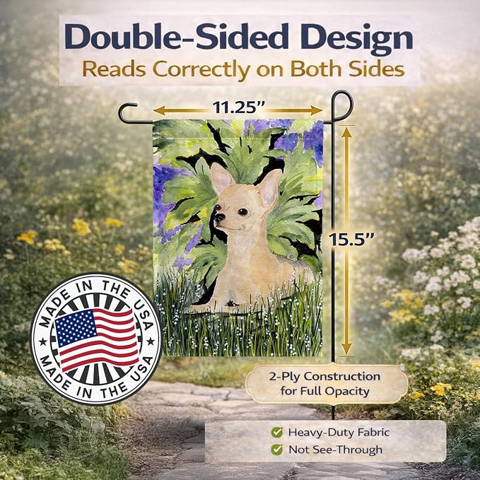 Caroline's Treasures SS8325GF Chihuahua Garden Flag Mailbox Flag Decorative Yard Flag Banner Outside Patio Artwork Yard Flower Beds, Garden Size, Multicolor
