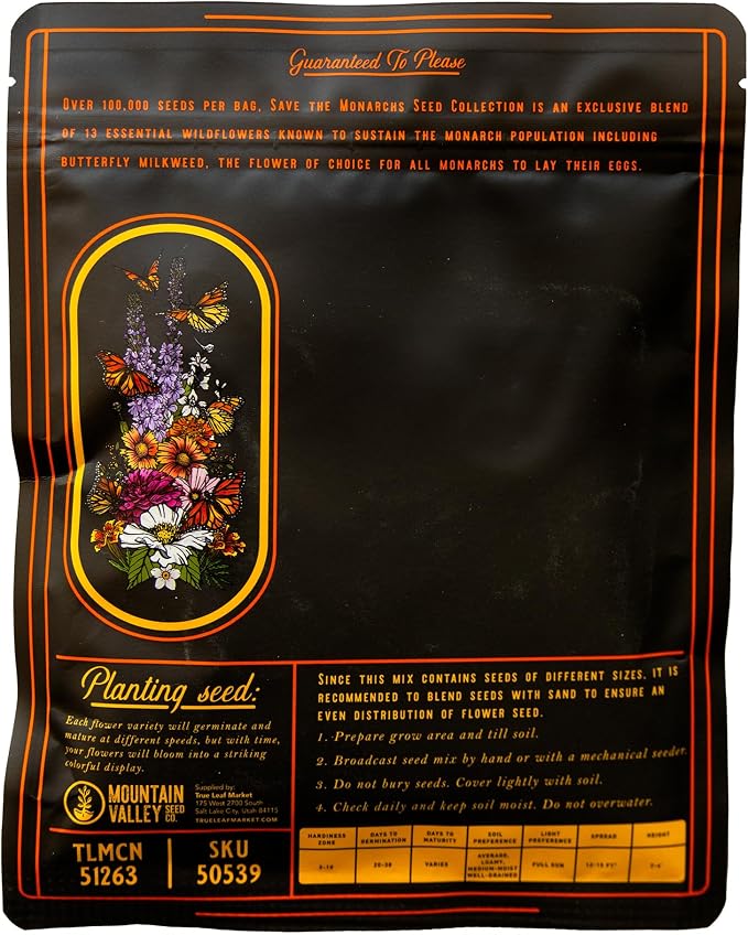 Mountain Valley Seed Co National Wildflower Seed Collection – Perennial Mix | Flower Seeds for Planting – Wildflowers (Save the Monarchs)
