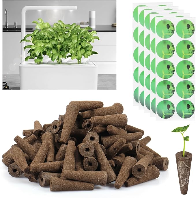 US 100Pcs Grow Sponges for Hydroponics PH Balanced Seed Starter Sponges Kit with 10 Blackout Stickers Root Growth Sponges Gardening Accessories for Hydroponic Indoor Garden System 2x2x5.8cm