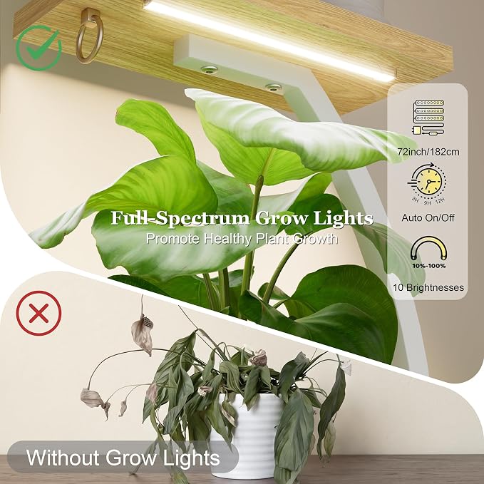 BACEKOLL Plant Stand Indoor with Grow Light - 2 Pack Tall Indoor Plant Shelf, 62" Corner Plant Holder, 8 Tiered Large S-Shape Flower Multiple Display Shelf for Home, White