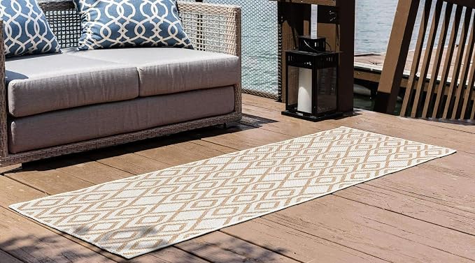 Jill Zarin Outdoor Collection Area Rug - Turks and Caicos (2' x 6' Runner Beige/Brown)