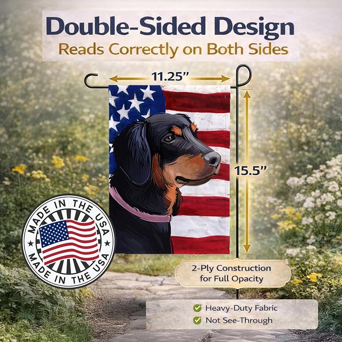 Caroline's Treasures CK6713GF Slovensky Kopov American Flag Garden Flag Mailbox Flag Decorative Yard Flag Banner Outside Patio Artwork Yard Flower Beds, Garden Size, Multicolor