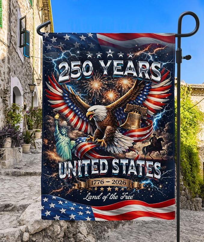 250th Anniversary Patriotic Design, 1776-2026 Commemorative, 250 Anniversary Usa Flag, Garden Flags For Outside, Front And Back Print 1 (12x18 Inch)