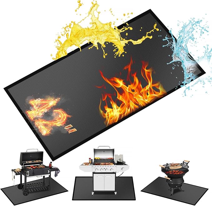 42 X 24 inches Hearth Rugs for Fireplaces Fire Resistant / Gas Grill Splatter Mat Fireproof Waterproof Oil-Proof, Fireproof Mat Heat Resistant BBQ Floor Mat Protect Mat Floor Protective Rug Reusable