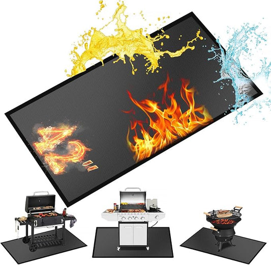 42 X 24 inches Hearth Rugs for Fireplaces Fire Resistant / Gas Grill Splatter Mat Fireproof Waterproof Oil-Proof, Fireproof Mat Heat Resistant BBQ Floor Mat Protect Mat Floor Protective Rug Reusable