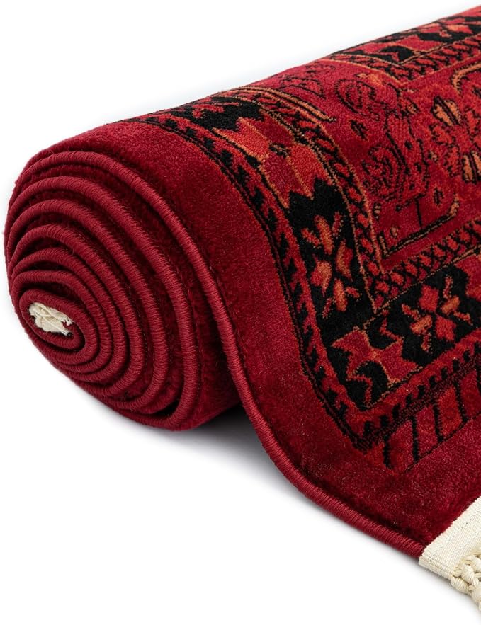Unique Loom Tekke Collection Area Rug - Sheibani (5' 3" x 8' Rectangle, Red/ Black)