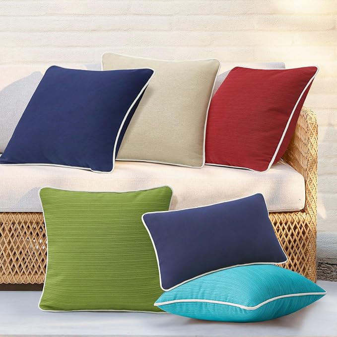 Unimatta Decorative Outdoor Water Repellent Throw Pillows with Inserts, Set of 4, 18" x18" Pillows for Patio, Backyard, Bed, Couch, and Patio Furniture, Lawn Green