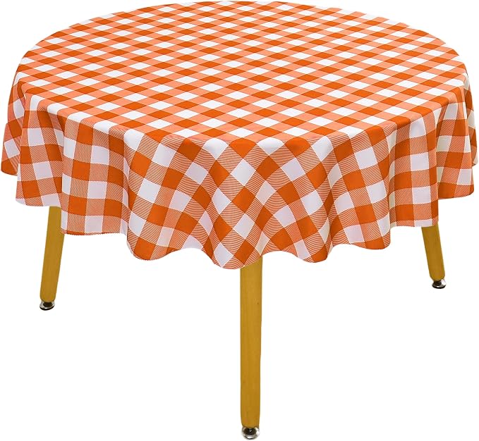 Waterproof Plaid Tablecloth Fabric - Round 58 Inch Classic Gingham Checker Table Cloth for Indoor/Outdoor Use - Buffalo Table Cover for Picnics, BBQs, and Parties