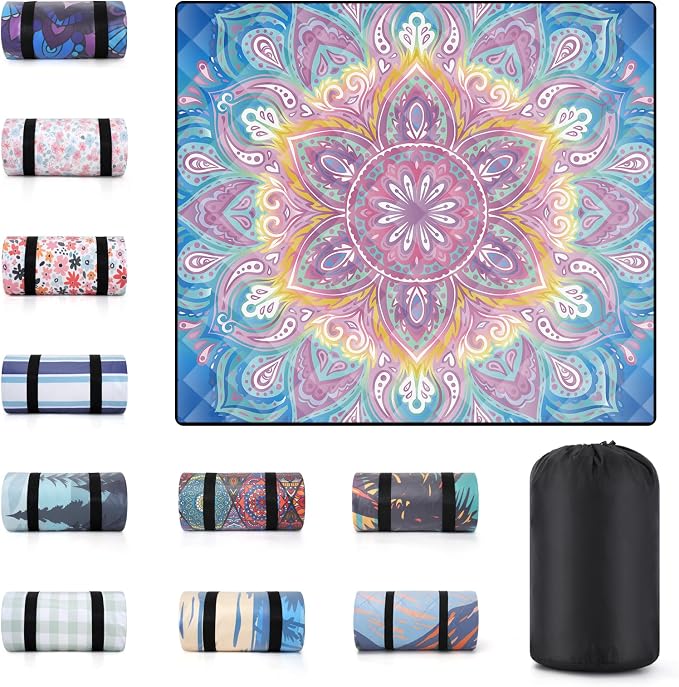 60x80 Waterproof Picnic Blankets Outdoor Oversized Sand Free Beach Blanket Portable Couples Yoga Meditation Mat Lawn Patio Concert Necessities Summer Vacation Garden Camping Essentials Gifts