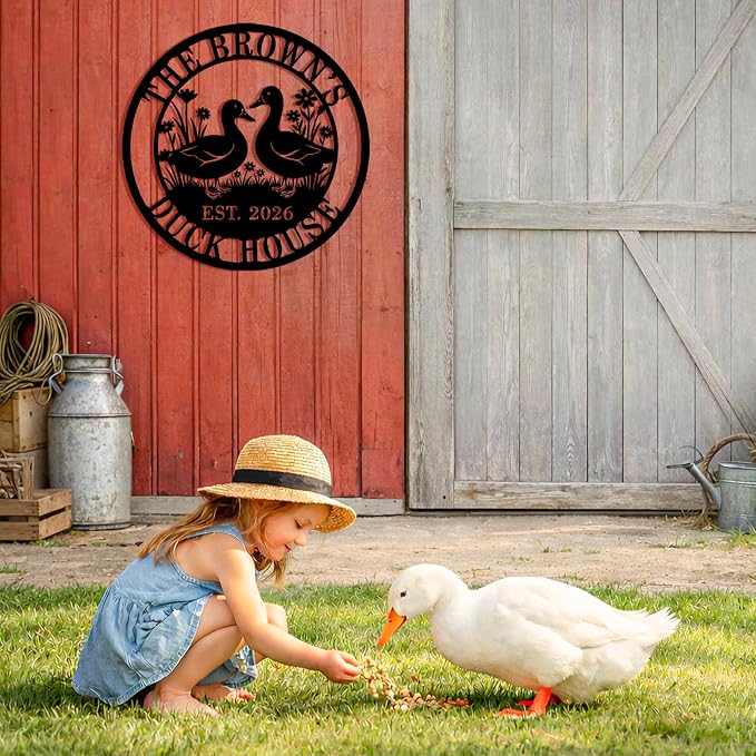 Custom Duck Farm Sign Personalized Duck Metal Wall Art, Farmhouse Duck Decor, Duck Coop Sign, Duck Couple Metal Sign, Quack Shack Farm Sign, Custom Farm Name Sign
