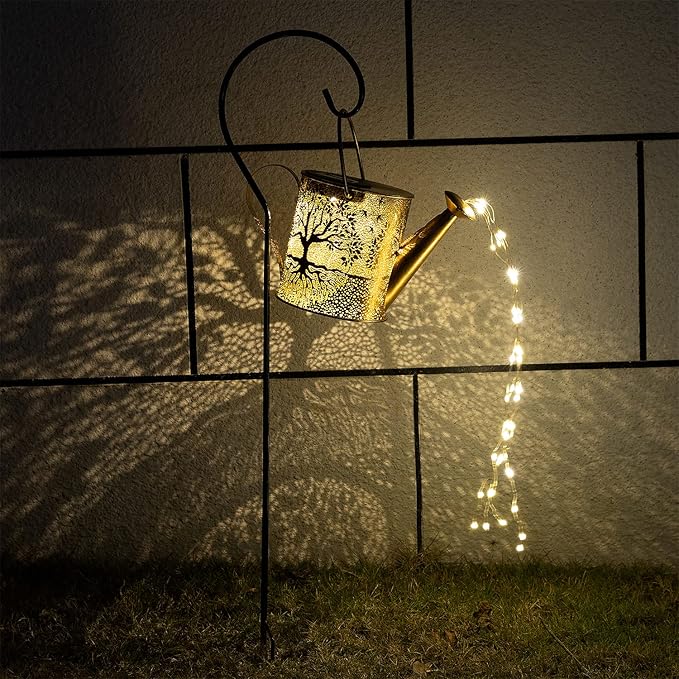 JIAJIAMEI Solar Watering Can Lights Big Tree Outdoor Garden Decor, Large Waterproof Cascading LED Hanging Solar Lights, Gifts for Mom Grandma Women Birthday Mother's Day - Yard Porch Patio Backyard