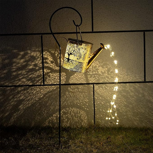 JIAJIAMEI Solar Watering Can Lights Big Tree Outdoor Garden Decor, Large Waterproof Cascading LED Hanging Solar Lights, Gifts for Mom Grandma Women Birthday Mother's Day - Yard Porch Patio Backyard