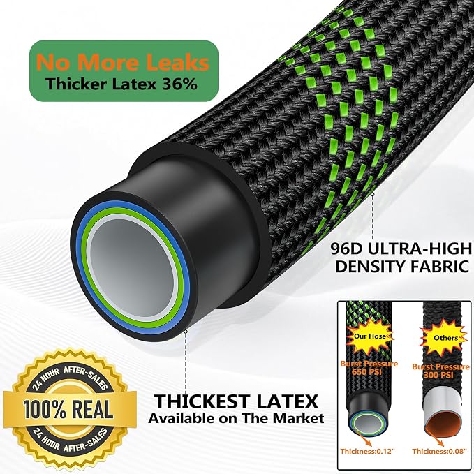 100 ft Flexible Garden Hose with 10 Spray Nozzle-Heavy Duty Superior Strength 96D Material Garden hoses -5-Layer PTE Latex Core - Lightweight Water hoses- Extra Strong Brass Connectors Garden hose