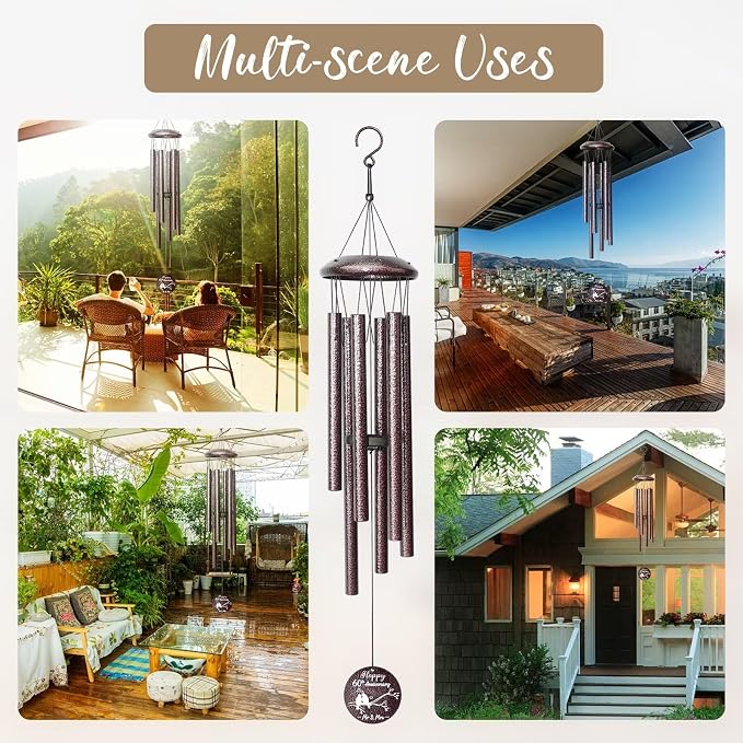 Anniversary Wind Chimes Gifts for Men Women, Happy Anniversary Decorations, 25" Wind Chimes Romantic Gift for Couple, Parents, Wife, Husband, Friends (60th