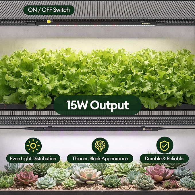 Maygrove Grow Lights for Indoor Plants, Tunable Spectrum 2FT LED Growing Lamp 28W (4 x 15W), T5 Grow Light Strip for Seed Starting, Vegetables, Linkable, Black, 4-Pack