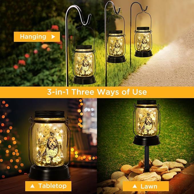 kyoryuger Old English Sheepdog Gifts for Women/Men, Pet Solar Lanterns Old English Sheepdog Lover Lantern Pet Loss Dog Memorial Lights Solar Garden Decoration for Yard,Patio,Torches Lights