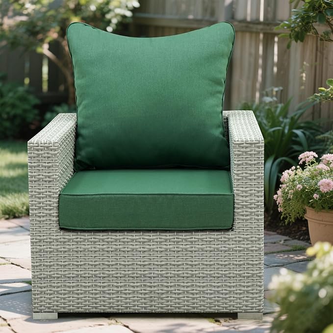 Deep Seat Patio Cushions Set 19 x 19 Inch,Olefin Fabric Outdoor Seat Cushion,Patio Furniture Cushions with Removable Cover,Rain-Proof and Fade Resistant Deep Seat Bottom & Back Cushion,1set