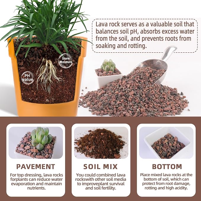 CJGQ 45lb Mix Lava Rocks for Plants - Horticultural Volcanic Rock Gravel for Landscaping