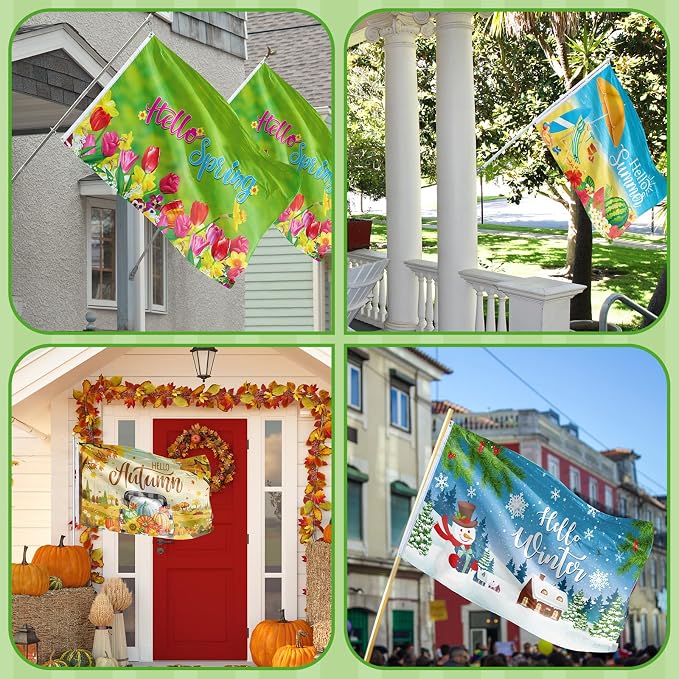 SmoothNovelty 12 Pcs Seasonal Garden Flag 3 x 5 ft Yard Flags for Outside Double Sided Holiday Banner with Grommets for Spring Summer 4th of July Outdoor Banner Decorations(Classic)