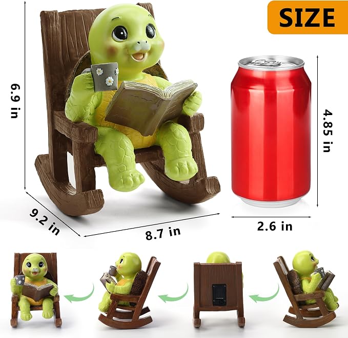 Solar Garden Turtle Statues with Lights, Yard Decorations for Patio, Lawn, Balcony and Porch, Outdoor Waterproof Garden Decor, Unique Mother’s Day Gift for Mom Grandma Women