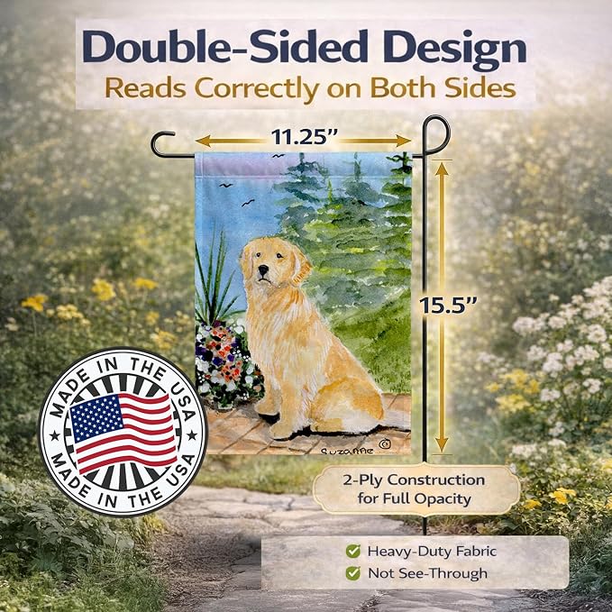Caroline's Treasures SS8758GF Golden Retriever Garden Flag Mailbox Flag Decorative Yard Flag Banner Outside Patio Artwork Yard Flower Beds, Garden Size, Multicolor